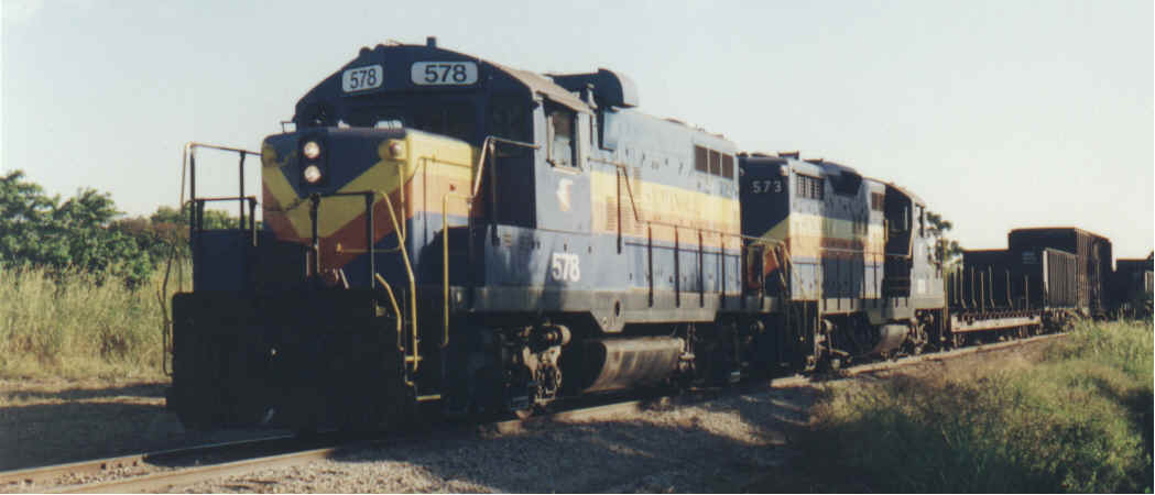 SGLR 578 and 573 with heading North from Bonita Springs with freight
