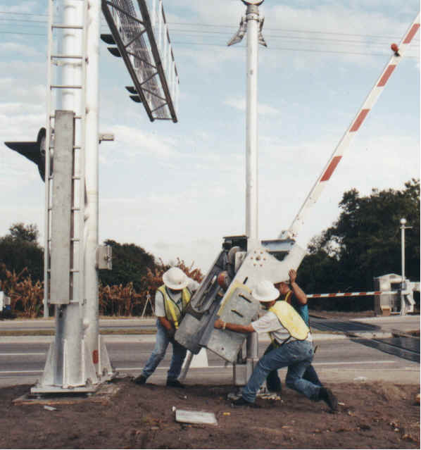 M of W Crew installing new Grade Crossing Gates